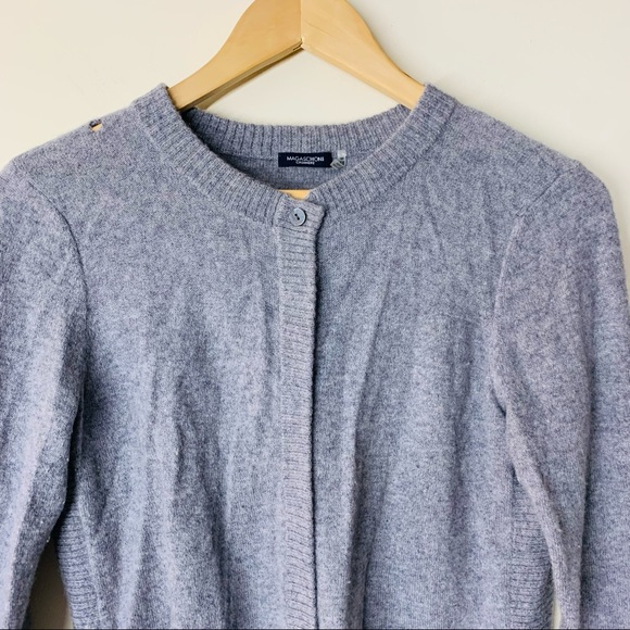 Magaschoni Cashmere Cardigan Sweater Grey size S *flawed* - Picture 2 of 12